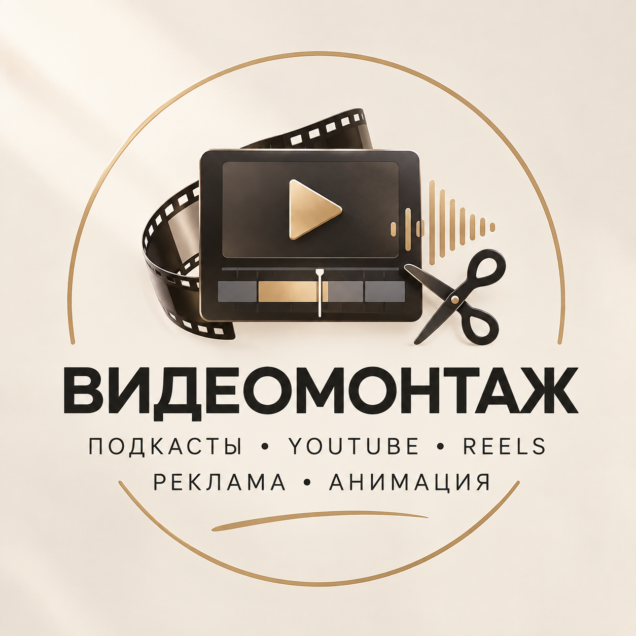 Логотип Монтаж видео и подкастов под ключ